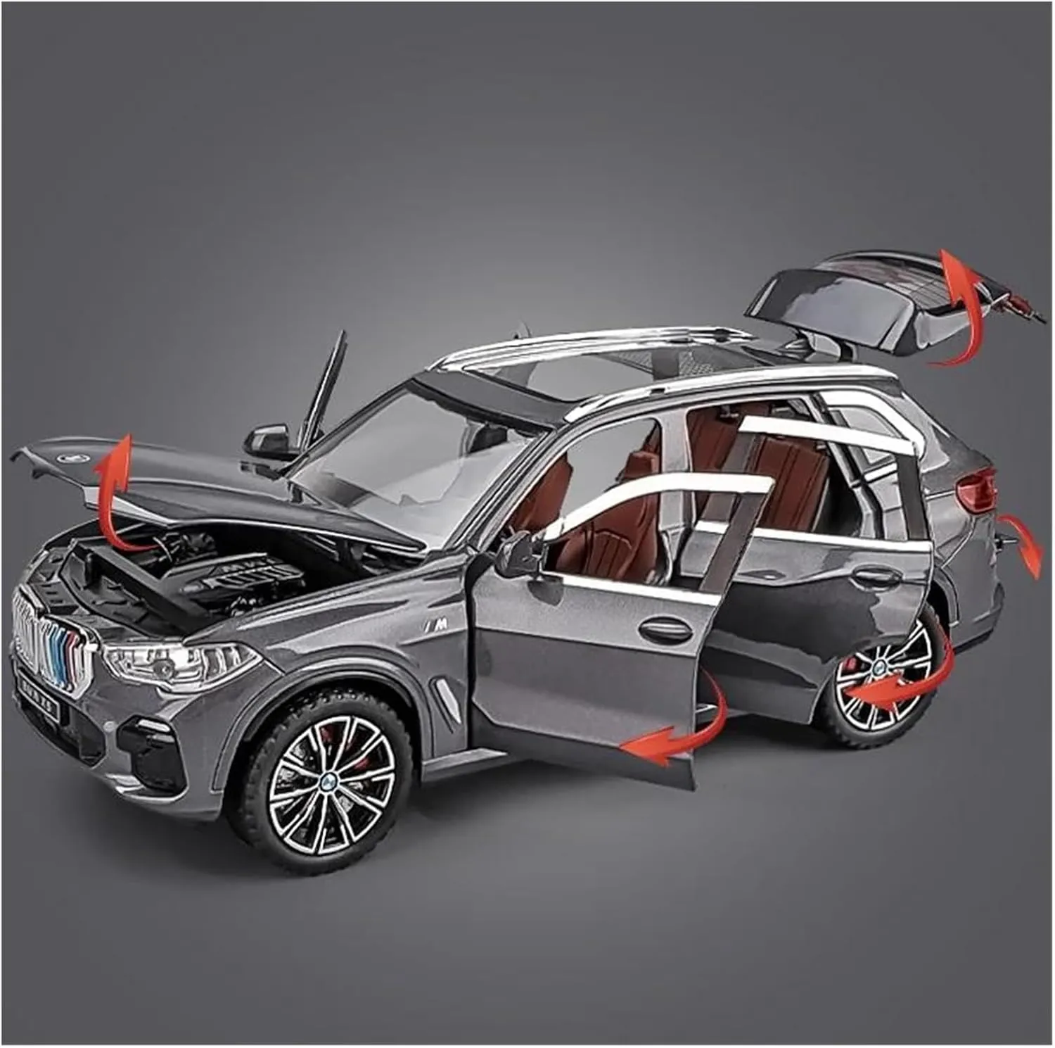 1 24 for X5 SUV Alloy Car Diecast Toy Vehicles Car Model Sound and Light Pull Back Car Gifts Collectibles Decoration Simulation Vehicle Playset(White)