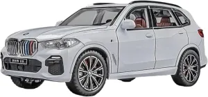 1 24 for X5 SUV Alloy Car Diecast Toy Vehicles Car Model Sound and Light Pull Back Car Gifts Collectibles Decoration Simulation Vehicle Playset(White)