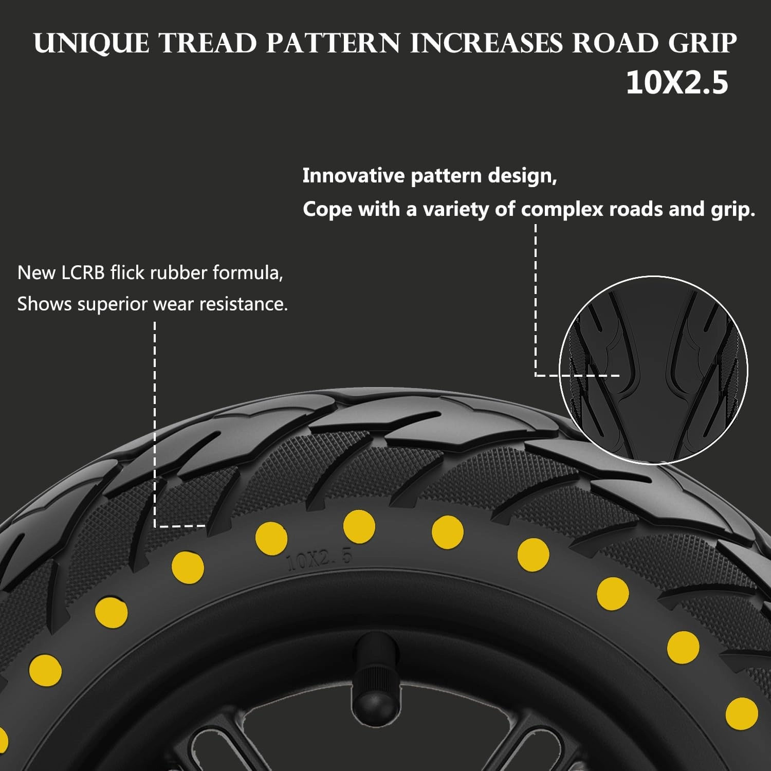 10 inch Solid Rubber Tire for Ninebot Segway MAX G30 G30P G30LP Kickscooter Front/Rear Tire Dual Shock Absorption Honeycomb Explosion-Proof Kick Scooter Tyre Replacement Accessories 2PCS (yellow)