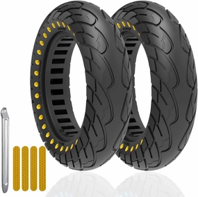 10 inch Solid Rubber Tire for Ninebot Segway MAX G30 G30P G30LP Kickscooter Front/Rear Tire Dual Shock Absorption Honeycomb Explosion-Proof Kick Scooter Tyre Replacement Accessories 2PCS (yellow)