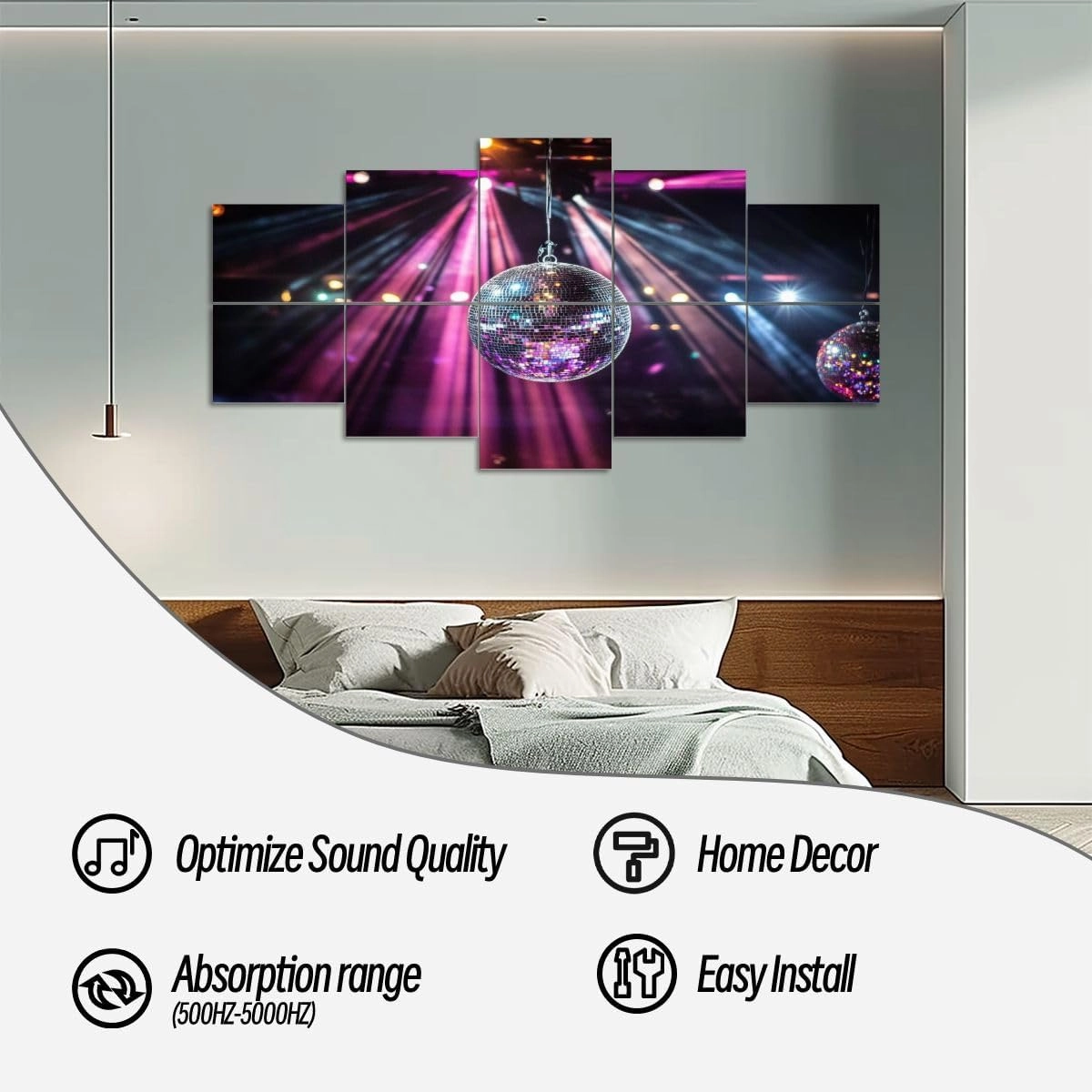 10 Pack Art Acoustic Panels disco mirror ball hanging retro party mirrors reflection Self-Adhesive Acoustic Wall Panels Sound Absorbing Panel Wall Decore for Recording Studio, Office, Moms