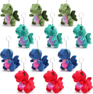 12 Pcs Plush Dragon Stuffed Animals Bulk Cute Dinosaur Plush Keychain for Children's Day Graduation Present Kid Birthday Gift