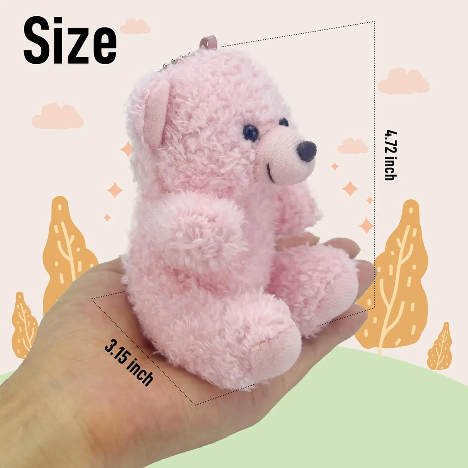 12 Pieces Mini Teddy Bear Bulk,4 inch Small Stuffed Animal Toy, Soft Plush Mini Teddy Bears for DIY Keychain Baby Shower Party Favors Graduation Keychain Bag Charm Supplies (Pink Brown White)
