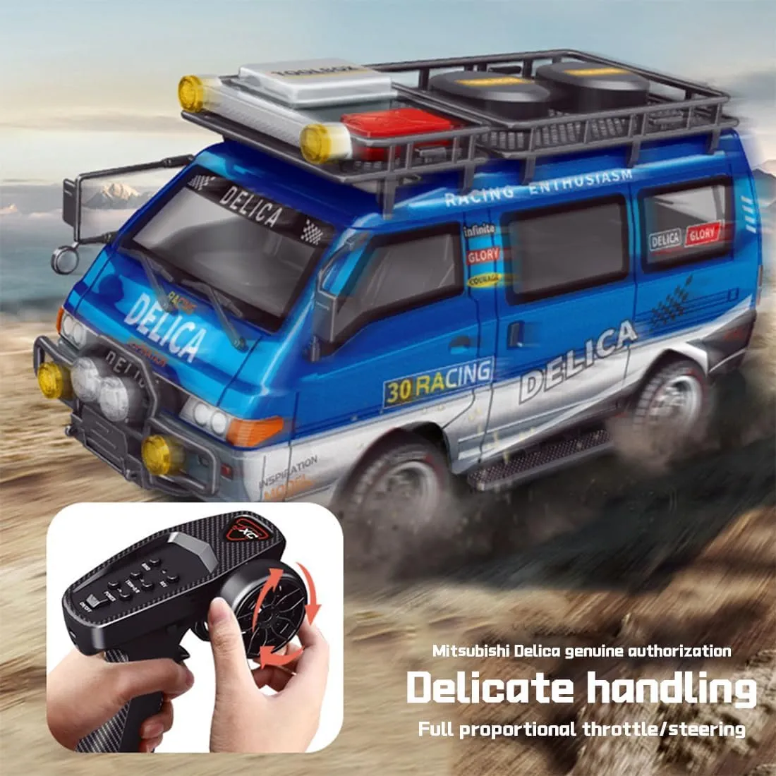 1/24 Scale Delica RC Car Model, 2.4G 4WD Off-Road Brushed Remote Control Vehicle with LED Light & Variable Speed, Wagon Toy Car for Adults Gift