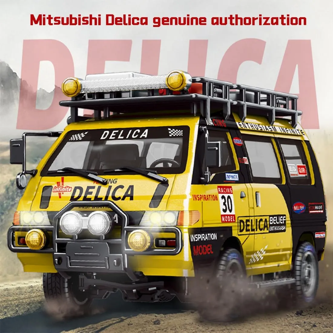 1/24 Scale Delica RC Car Model, 2.4G 4WD Off-Road Brushed Remote Control Vehicle with LED Light & Variable Speed, Wagon Toy Car for Adults Gift