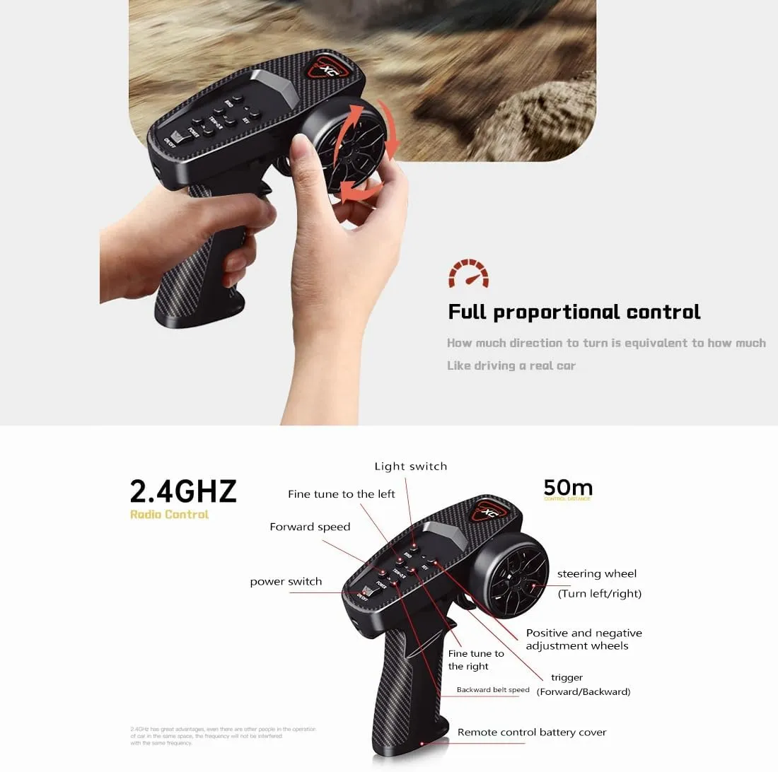 1/24 Scale Mini Van RC Car, 2.4G 2WD RC Truck with LED Headlights & Manual Gearbox, Station Wagon Toy for Adults