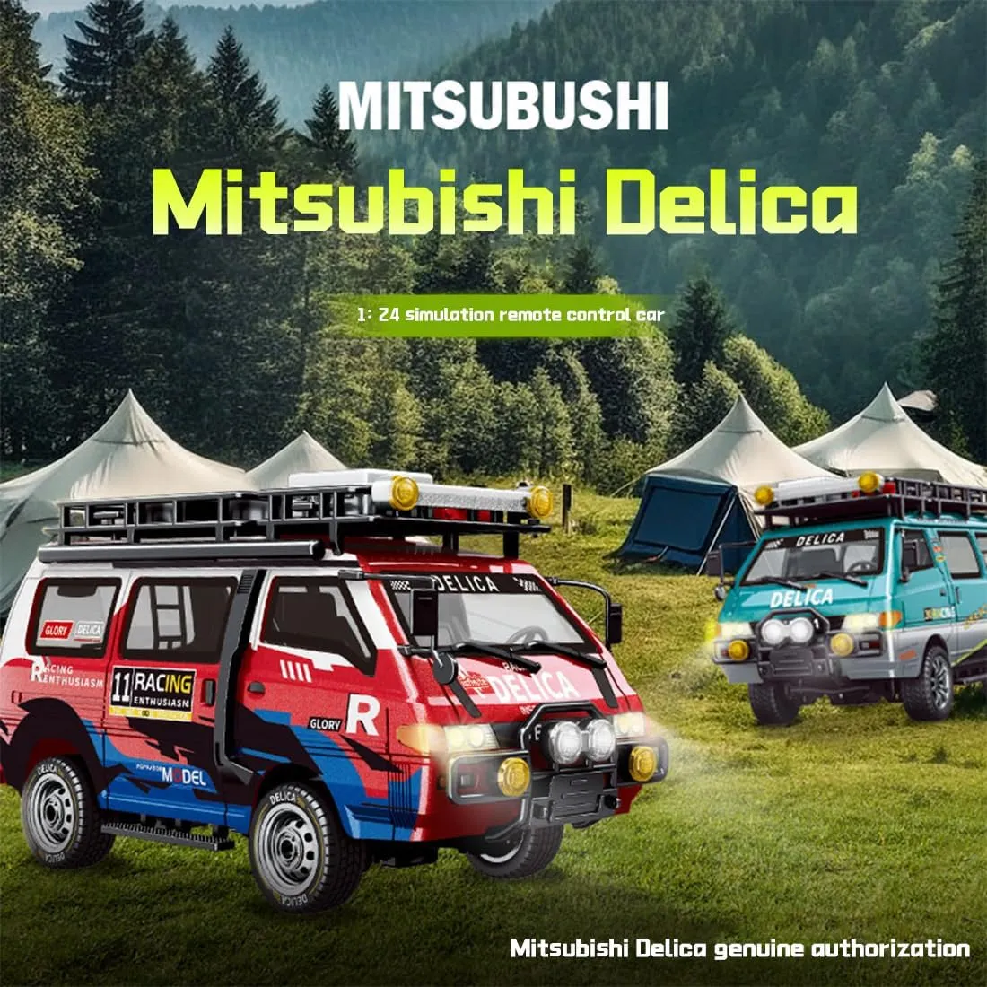1/24 Scale Mini Van RC Car, 2.4G 2WD RC Truck with LED Headlights & Manual Gearbox, Station Wagon Toy for Adults