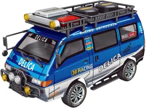 1:24 Scale RC Car Station Wagon for Delica, 2WD Full Scale Brushed 2.4GHZ Remote Control Off-Road Truck Simulation Model with LED Lights Vehicle for Adults