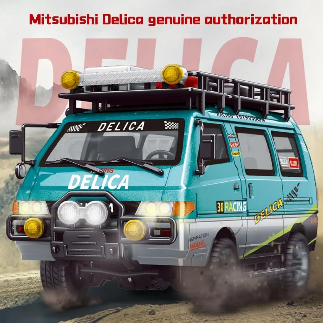 1:24 Scale RC Car Station Wagon for Delica, 2WD Full Scale Brushed 2.4GHZ Remote Control Off-Road Truck Simulation Model with LED Lights Vehicle for Adults