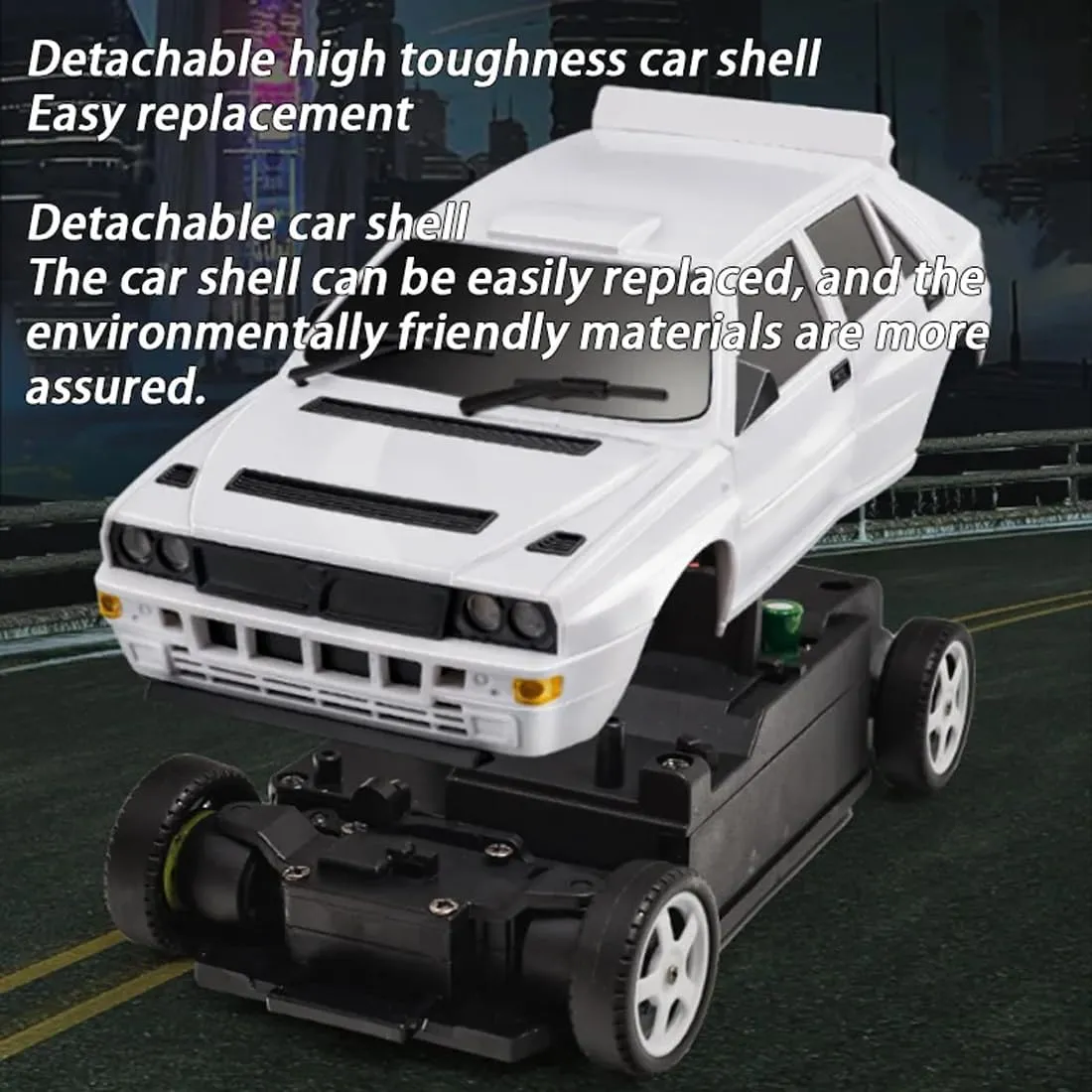 1:28 Scale RC Drift Car – Full-Proportional 4WD Mini Remote Control Vehicle with LED Lights, 130 Brushed Motor & Racing/Drift Tires—LD2803