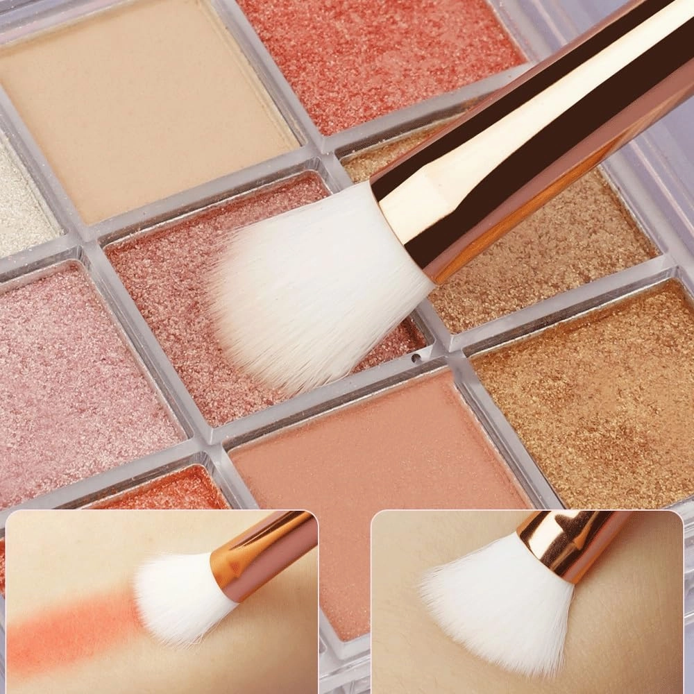 12 pcs Brushes Eye, Lip, Eyebrow, Rose Gold Eye Makeup Brushes Multi functional Full Set Makeup Brushes(D)