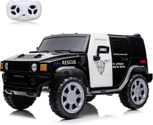 12V Battery Powered Ride-On Truck - 2-Seater Electric Car with 30W x 2 Motors, 5MPH Max Speed, Spring Suspension, LED Lights, Music, Simulation Alarm, Openable Doors for Boys & Girls. Police