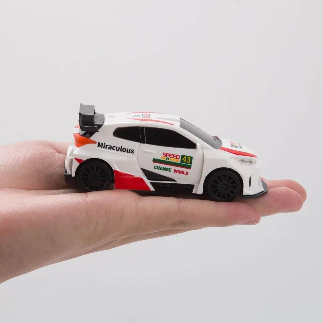 1/43 2.4G RC Drift Car Model, Full-Proportional Mini Electric Racing Car with LED Lights, Suit for Birthday Gift (Gyro RTR Version/White Rally Style 2)