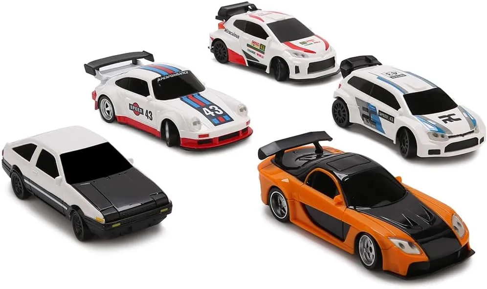 1/43 2.4G RC Drift Car Model, Full-Proportional Mini Electric Racing Car with LED Lights, Suit for Birthday Gift (Gyro RTR Version/White Rally Style 2)