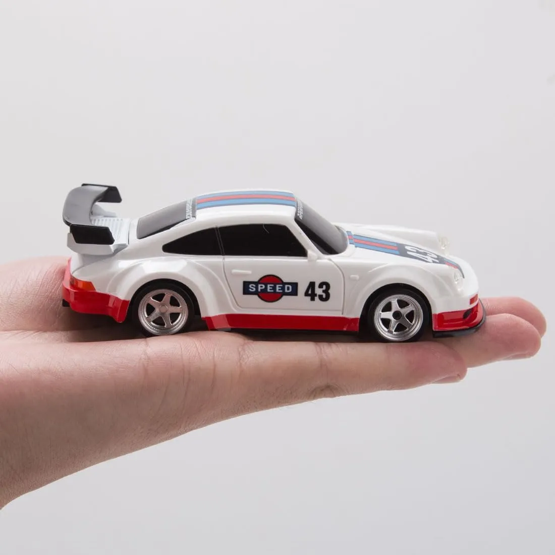 1/43 2.4G RC Drift Car Model, Full-Proportional Mini Electric Racing with LED Lights, Suit for Birthday Gift (Gyro RTR Version/White Sports Car Version)