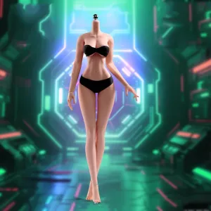 1/6 Scale Female Body 12inch Super Flexible Normal Skin Mech Girl Makeup Body with Detachable Feet Stainless Steel Skeleton Miniature Soldier Action Figure Model Doll