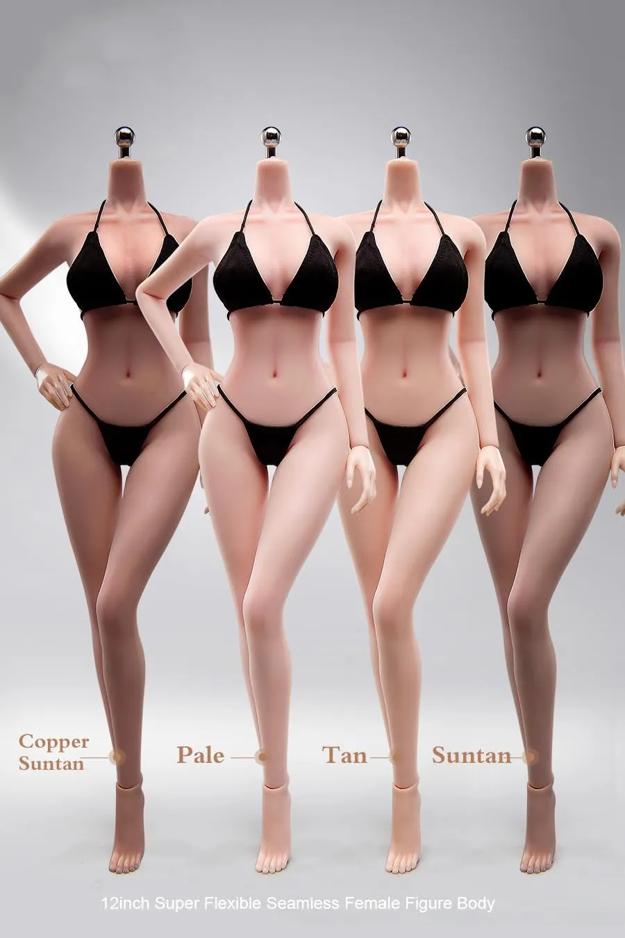 1/6 Scale Female Body,12inch Super Flexible Plump Body Type Female Figure with Detachable Feet Hand Shapes Seamless Miniature Action Figure Collectible (240101S Suntan Skin)