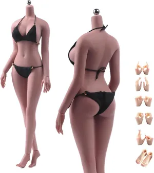 1/6 Scale Female Body,12inch Super Flexible Plump Body Type Female Figure with Detachable Feet Hand Shapes Seamless Miniature Action Figure Collectible (240101S Suntan Skin)