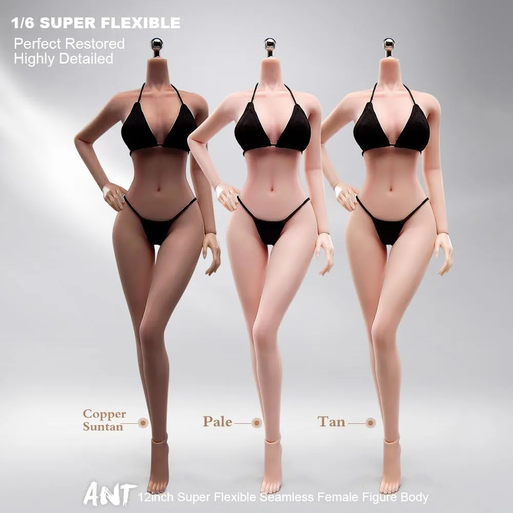1:6 Scale Make Up Female Body with Clothes Super Flexible Joints Miniature Action Figure Seamless Body Large Breast for Hobby Collection (240101B Copper Suntan Skin)