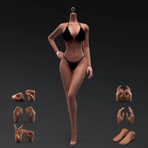 1:6 Scale Make Up Female Body with Clothes Super Flexible Joints Miniature Action Figure Seamless Body Large Breast for Hobby Collection (240101B Copper Suntan Skin)