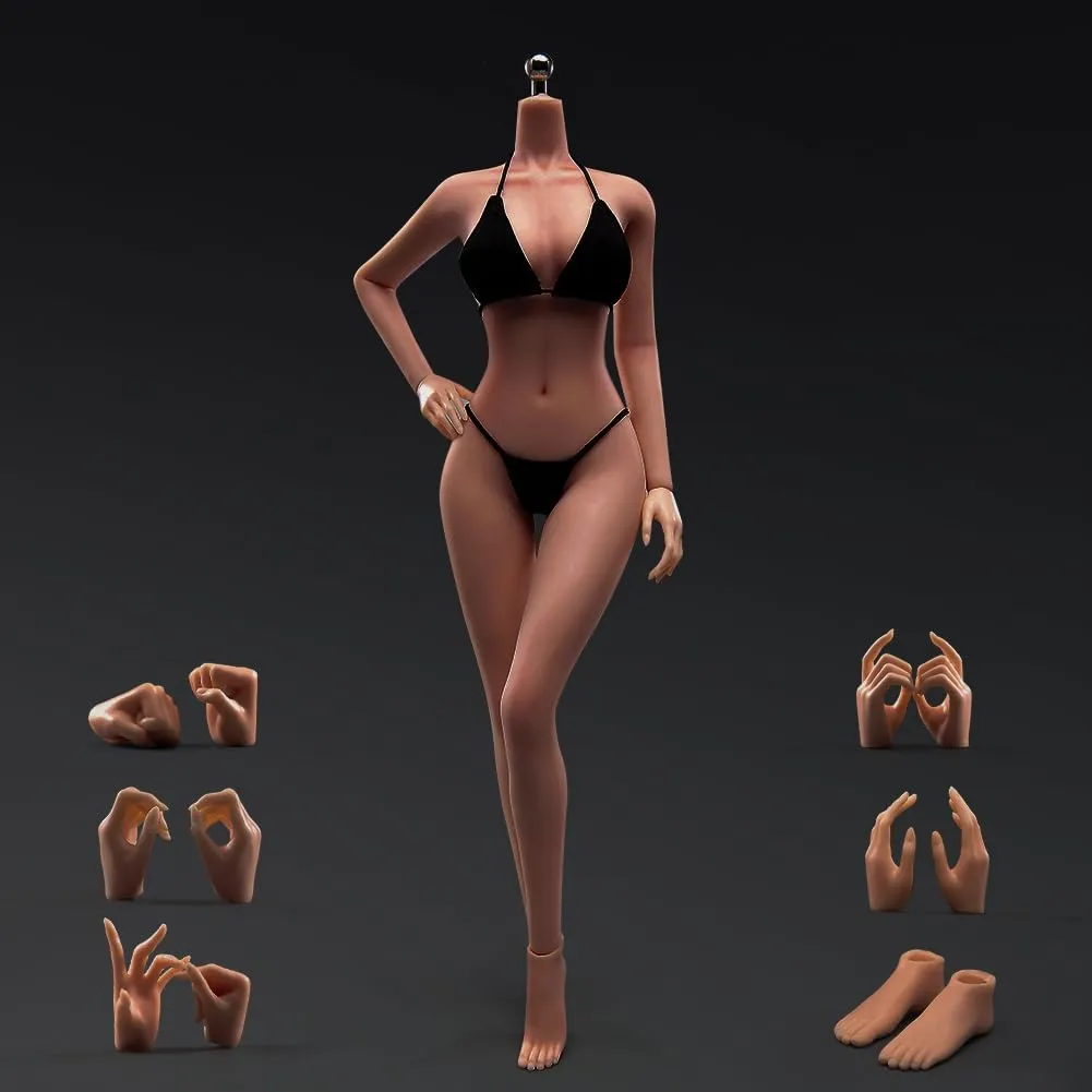 1:6 Scale Make Up Female Body with Clothes Super Flexible Joints Miniature Action Figure Seamless Body Large Breast for Hobby Collection (240101B Copper Suntan Skin)