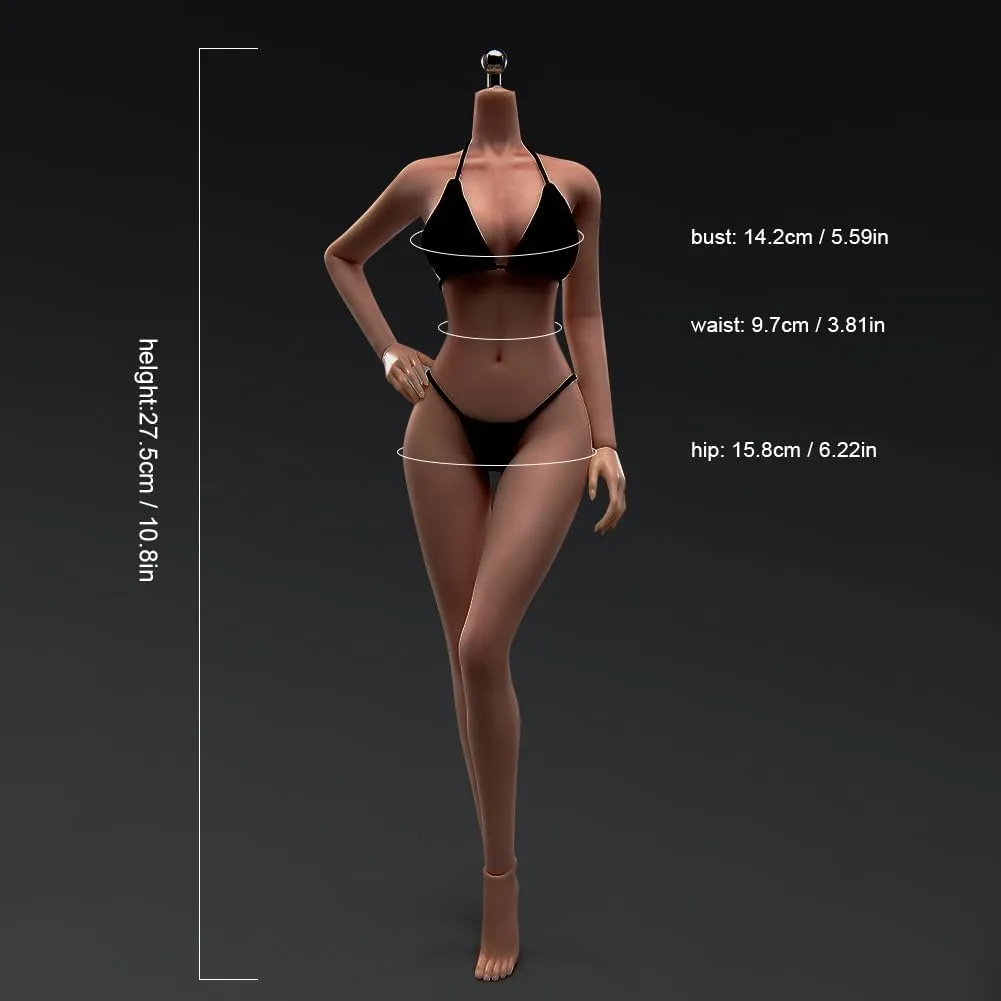 1:6 Scale Make Up Female Body with Clothes Super Flexible Joints Miniature Action Figure Seamless Body Large Breast for Hobby Collection (240101B Copper Suntan Skin)