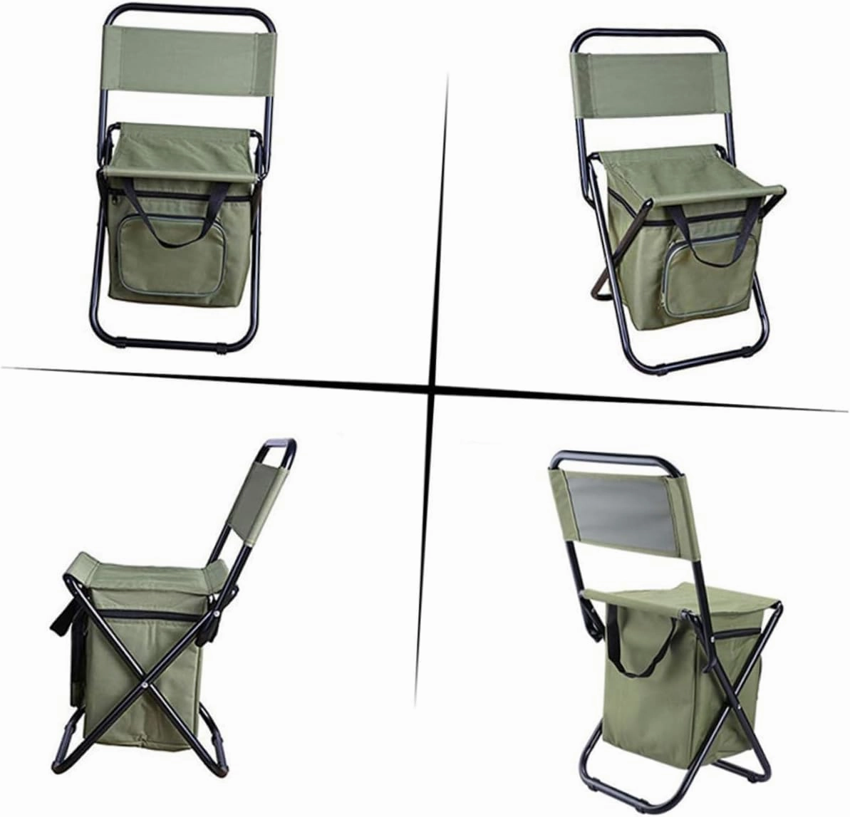 16mm Steel Tube Frame Heavy Duty Folding Fishing Chair Storage Bag Reclining Camping Bench Oxford Fabric