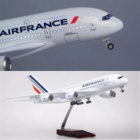 1:142 Scale Die-cast Resin Model for Air France A380 Aircraft with Lights Static Collection Display Toy Miniatures Set(W Light)