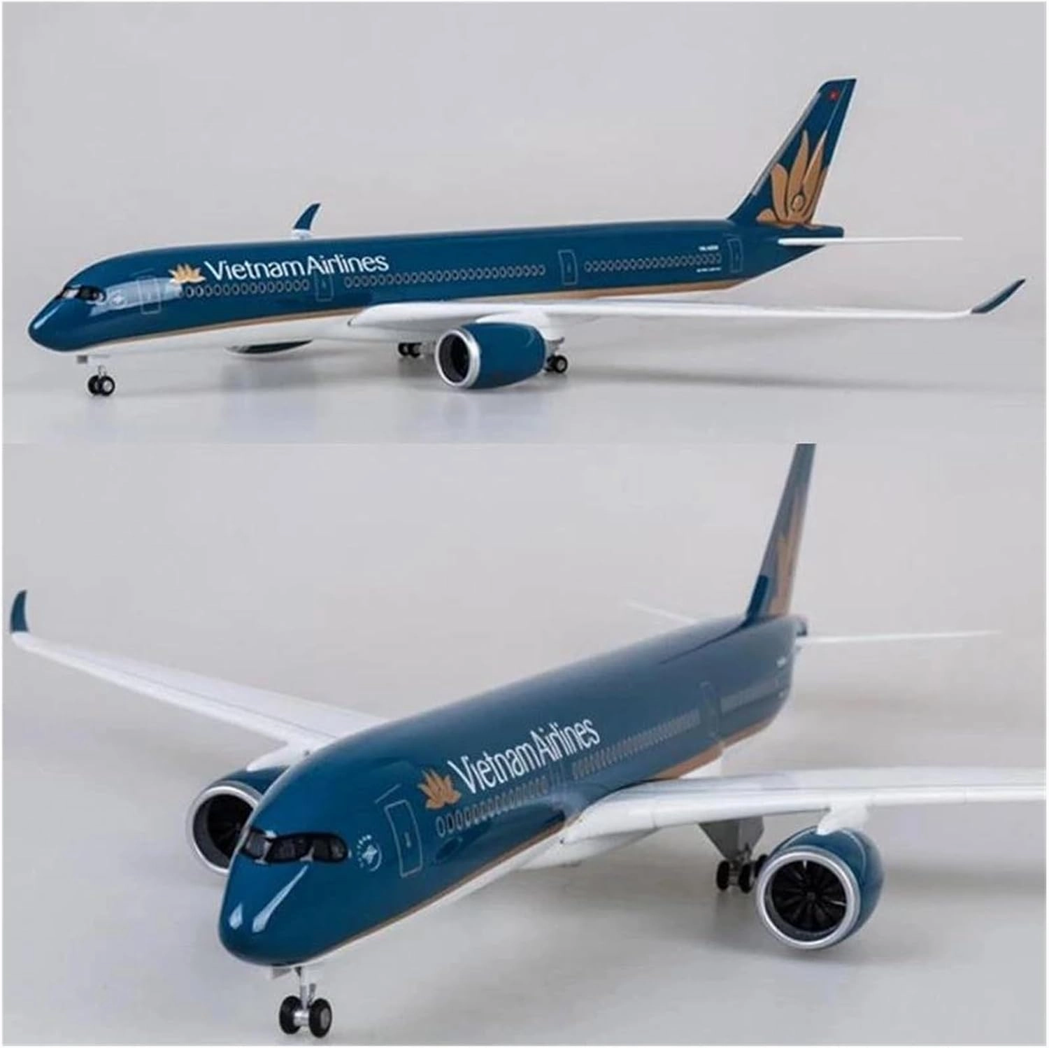 1:142 Scale for Airbus A350 Vietnam Aircraft Model Die-Casting Machine Souvenir Decoration Collected Static Display Miniatures Toy's Set(with Light)