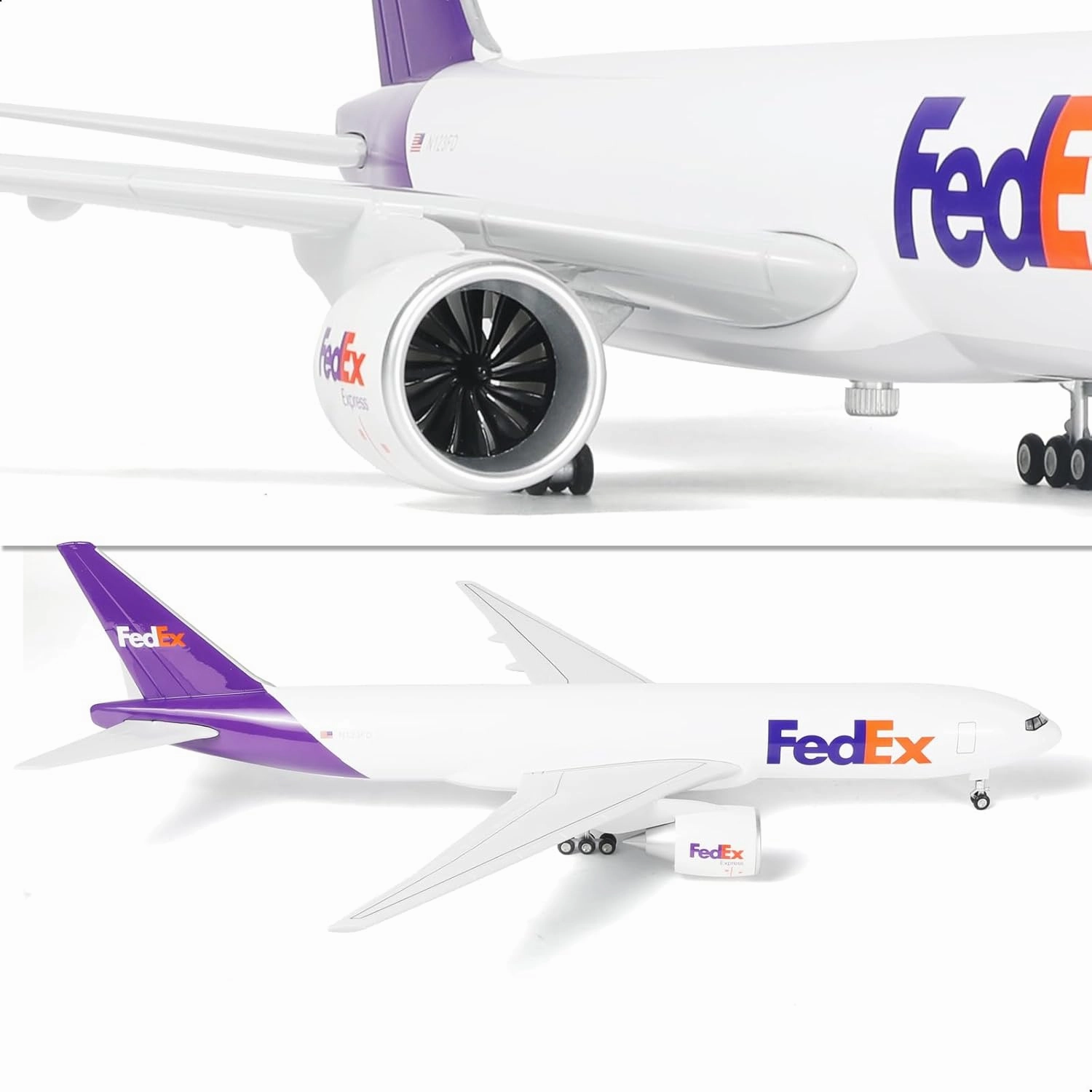 1/150 B777-300ER FedEx 18.5 inchs Large Model Diecast Airplane Model Kits with Stand Airlines Model Display Collectible for Aviation Enthusiast Gift