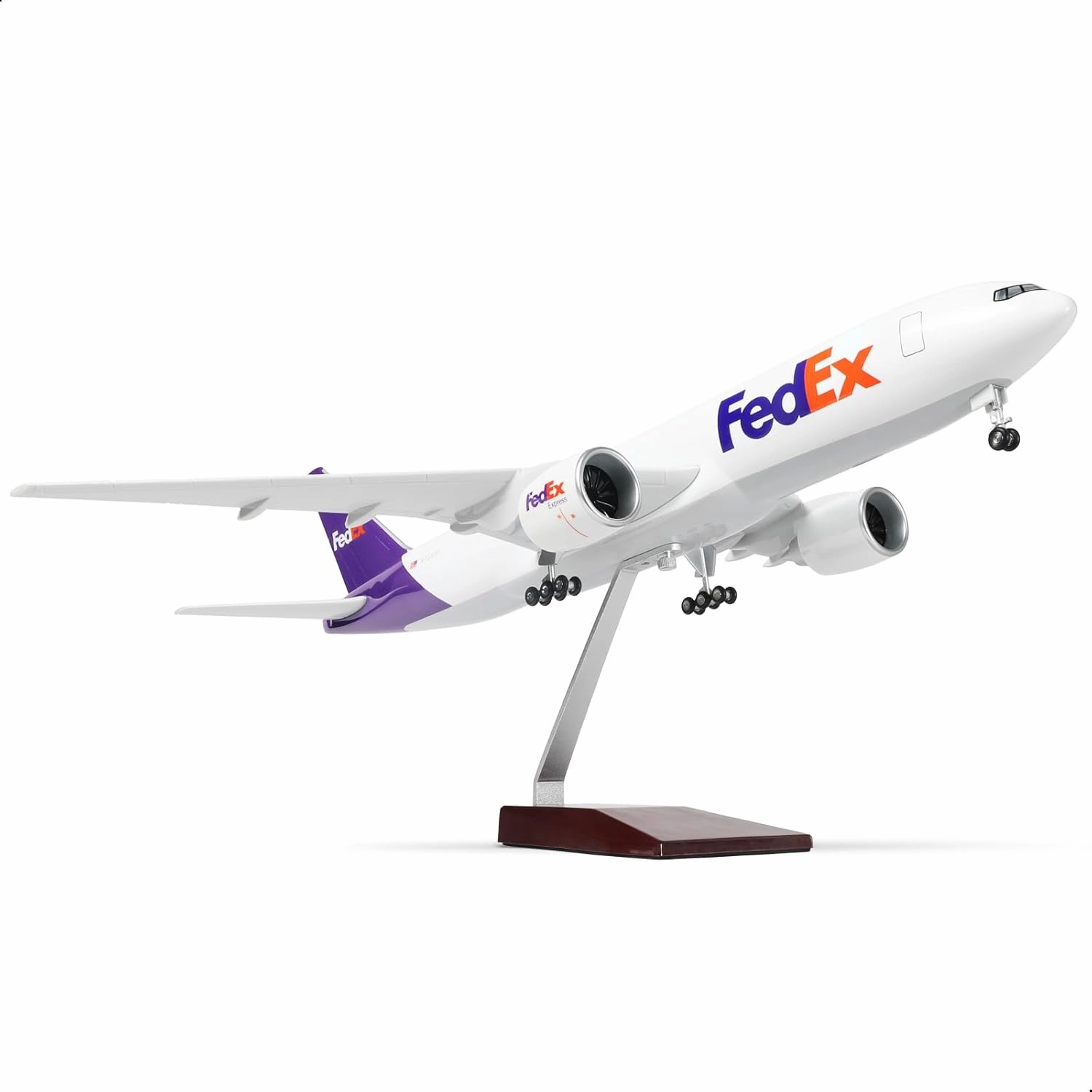 1/150 B777-300ER FedEx 18.5 inchs Large Model Diecast Airplane Model Kits with Stand Airlines Model Display Collectible for Aviation Enthusiast Gift