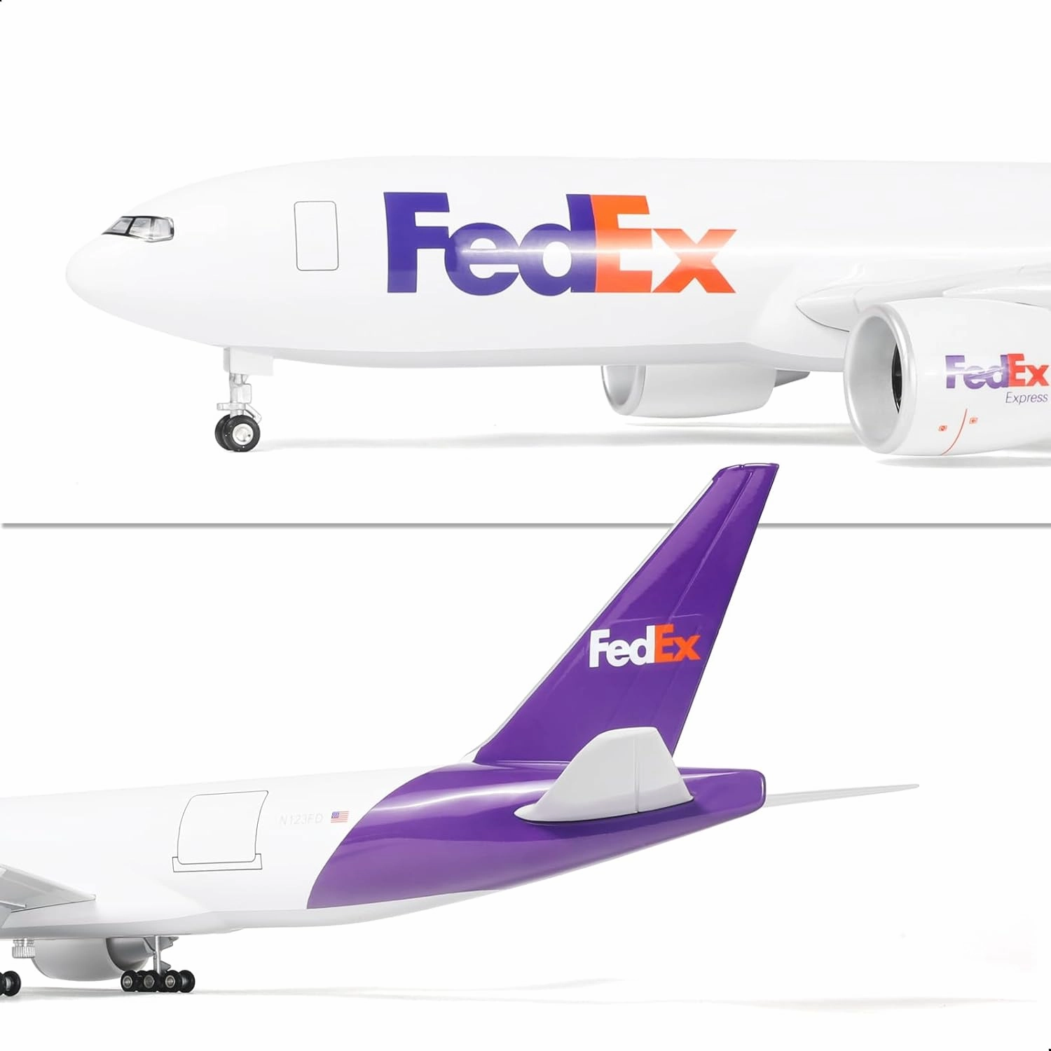 1/150 B777-300ER FedEx 18.5 inchs Large Model Diecast Airplane Model Kits with Stand Airlines Model Display Collectible for Aviation Enthusiast Gift