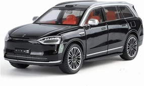 1 24 for AITO M9 SUV Alloy Car Model Sound and Light Pull Back Car Enthusiasts Toy Collectibles Birthday Gift Simulation Vehicle Playset(Black)