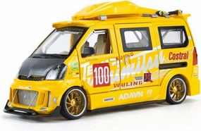 1 24 for Wuling Alloy Track Car Truck Model Diecast Metal Modified Racing Car Model Enthusiasts Gift Collectibles Simulation Vehicle Playset(Yellow)