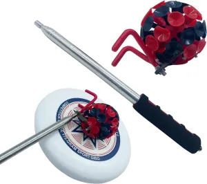 2 in 1 Disc Golf Retriever，Disc Retriever Disc Golf，Extendable Disc Golf Retriever Pole with Suction Cup and Hook to Retrieve Discs in Water, Trees, Rocks, Bushes