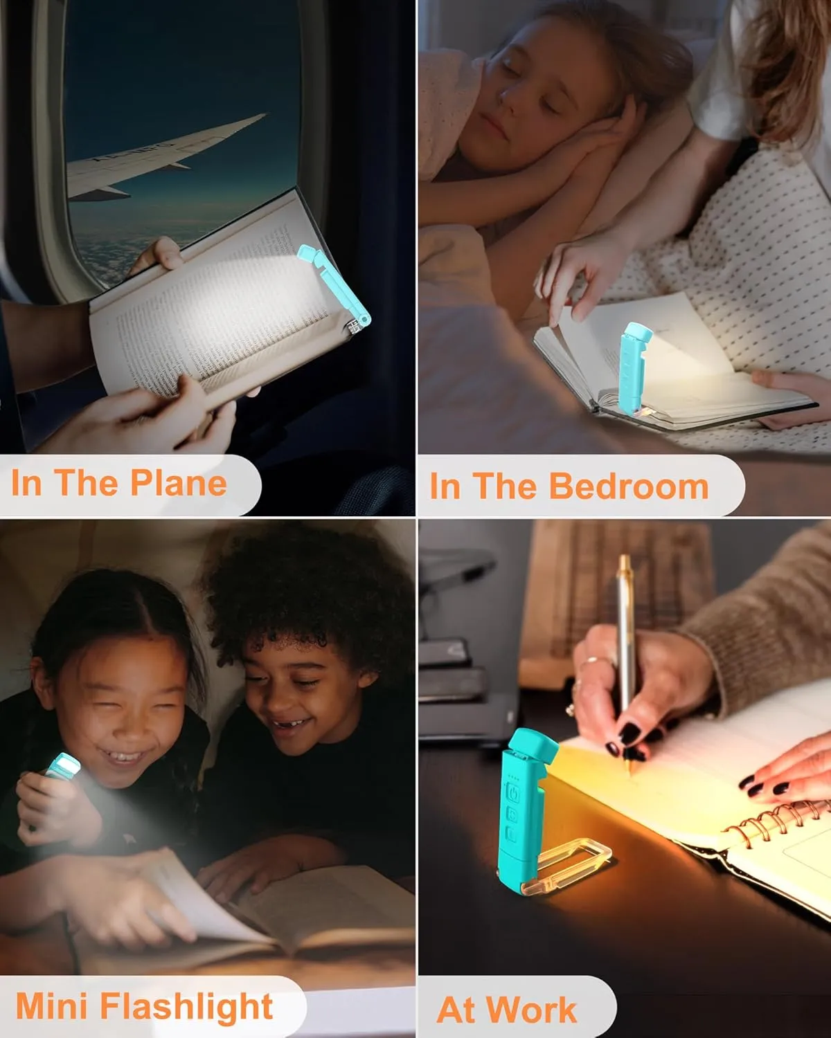 2-Pack Rechargeable Book Light with 6 Bookmarks, 3 Colors & 5 Brightness Levels, Eye Care, 30/60-min Timer for Night Reading