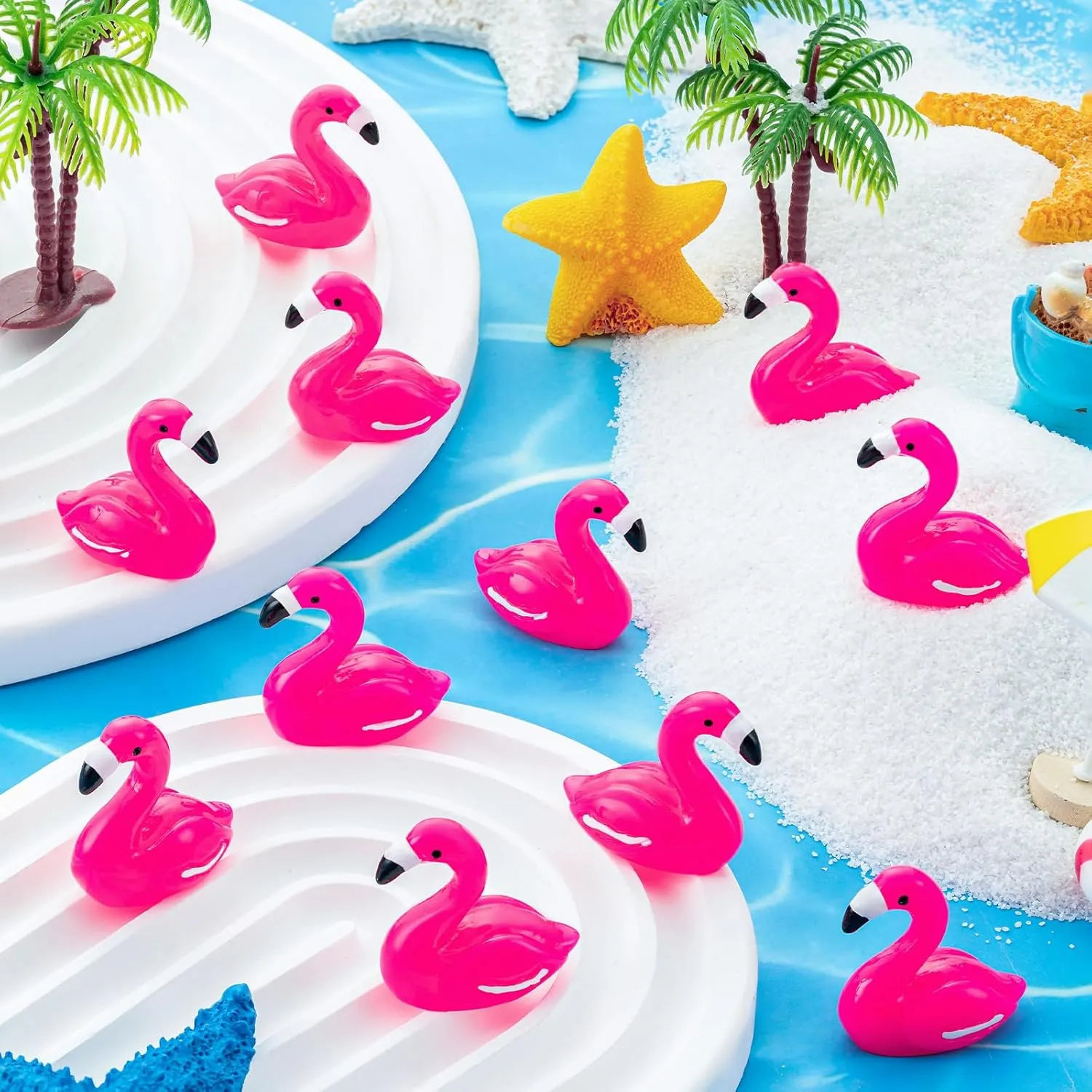 200Pcs Mini Resin Flamingo, Tiny Rose Red Flamingo Ducks, Cute Flamingo Figurines for Cake Topper Garden Dollhouse Landscape Aquarium Ornaments DIY Crafts