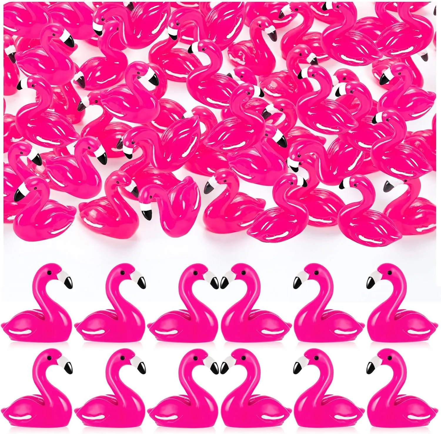 200Pcs Mini Resin Flamingo, Tiny Rose Red Flamingo Ducks, Cute Flamingo Figurines for Cake Topper Garden Dollhouse Landscape Aquarium Ornaments DIY Crafts