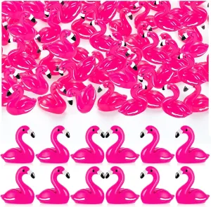 200Pcs Mini Resin Flamingo, Tiny Rose Red Flamingo Ducks, Cute Flamingo Figurines for Cake Topper Garden Dollhouse Landscape Aquarium Ornaments DIY Crafts