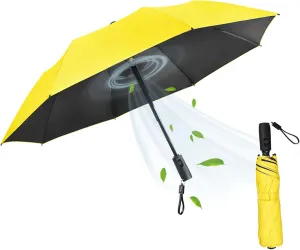 2023 Folding Golf Umbrella with Fan,UV50 Sun Protection Air Cooling Electric Battery USB Parasol Fan Umbrella for Outdoor Sports Beach Patio Garden