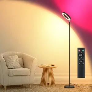 [2025 New]42W Dual-Sided Floor Lamp, RGB Color Changing LED Standing Lamp with Remote, Stepless Dimmabe Warm/Neutral/Cool Floor Light, Modern Torchiere Tall Lamps for Living Room Bedroom Gaming Party