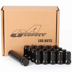 20pcs Black 12x1.5 Lug Nuts, GAsupply Closed End Acorn Spline Tuner Lug Nuts 1.38" Tall Conical/Cone Seat for Aftermarket Wheels, Pack of 20 1 Socket Key