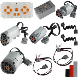22pcs Technic-Motor Set with Bluetooth-Remote-Battery-Box, Extension-Cord-Light-Cable, Compatible with Technic-Parts