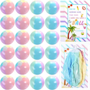 24 Set 10 Inch Inflatable Beach Balls Bulk Pastel Color Jumbo Big Macaron Beach Balls for Kids Summer Swimming Party Favor Water Games Supplies End of Year Student Gifts from Teacher
