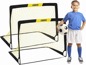 2-Pack Durable 4'x3' Portable Kids Soccer Goals – Easy Setup, Waterproof Pop-Up Design for Backyard, Indoor & Outdoor Play – Youth Training Set with Carrying Case