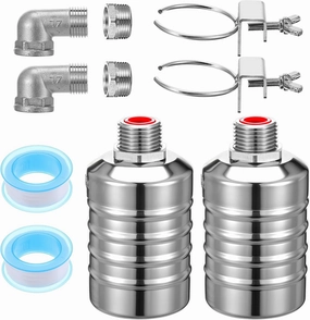 2 Pack Water Float Valve 1/2" to 3/4'' Auto Shut off Water Tank Float Valve 304 Stainless Steel Fully Automatic Level Control for Pool, Livestock Troughs