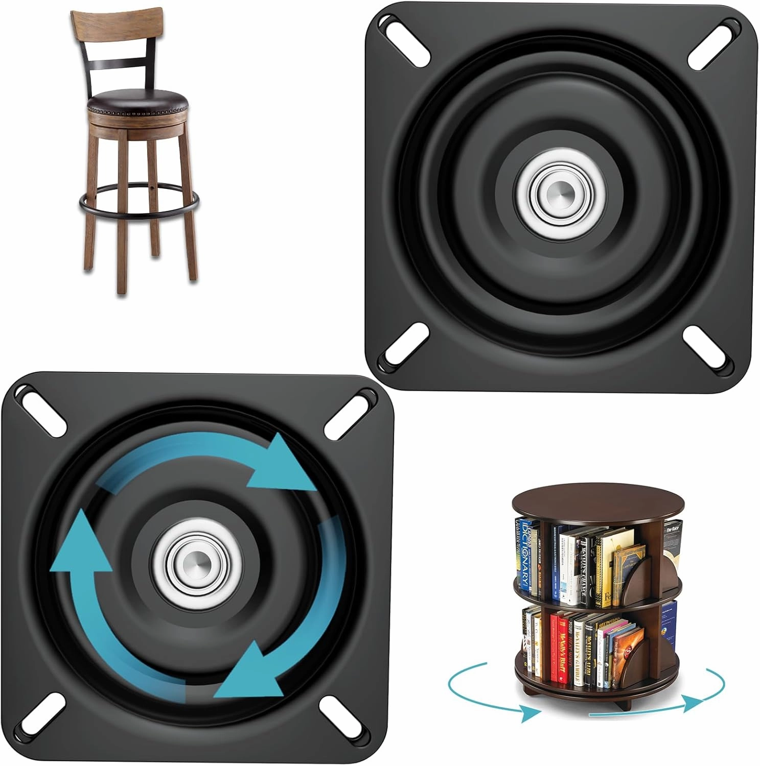 2Pack 7Inch Boat Seat Swivel,Heavy Duty Barstool Replacement,for Lazy Susan Turntable Square Swivel Mechanism Swivel,for Lounge Chairs Boat Seat Furniture with Swivel Boat Mount Plate