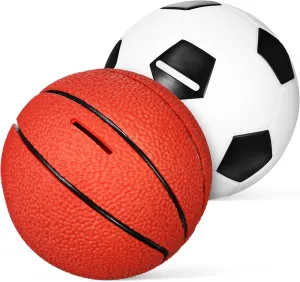 2pcs Sports Bank Set Soccer Basketball Themed Money Jar for Boy Girl Adults Lightweight Design for Home Decor Financial Habits Development for Boys Girls
