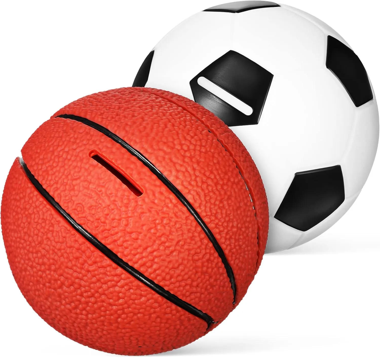 2pcs Sports Bank Set Soccer Basketball Themed Money Jar for Boy Girl Adults Lightweight Design for Home Decor Financial Habits Development for Boys Girls