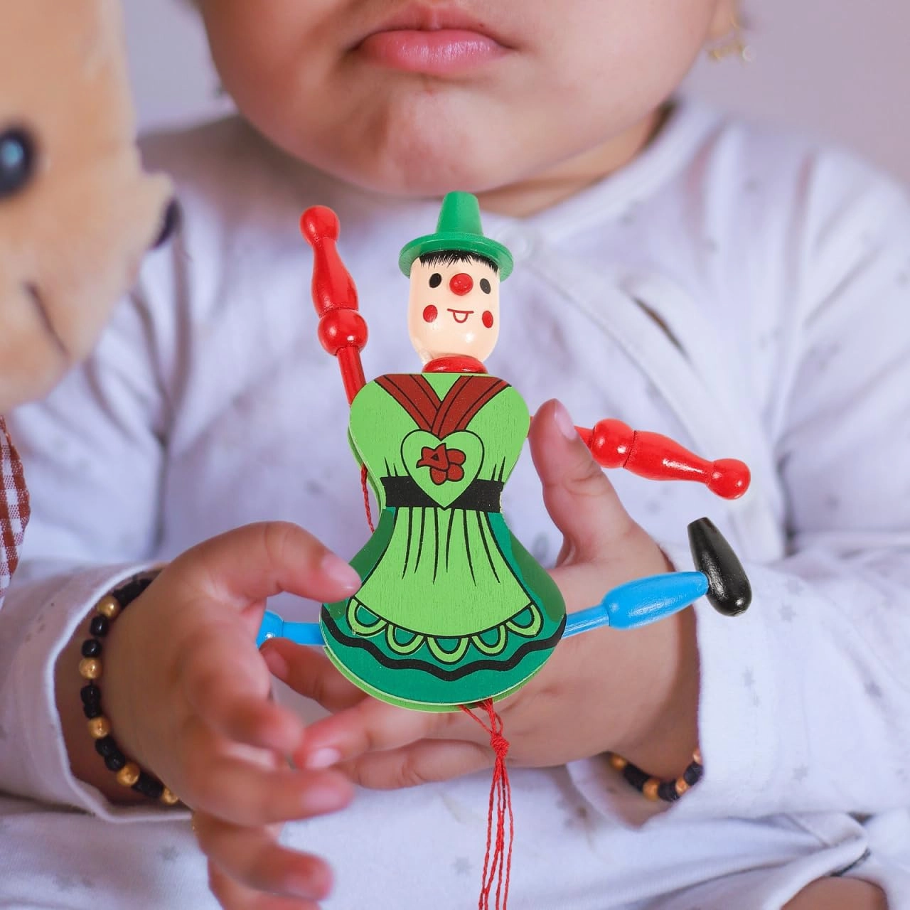 2sets Vintage Puppet Toys Wooden Marionette for Boys and Girls Stylish and Fun Hanging Puppet Doll 4pcs*2
